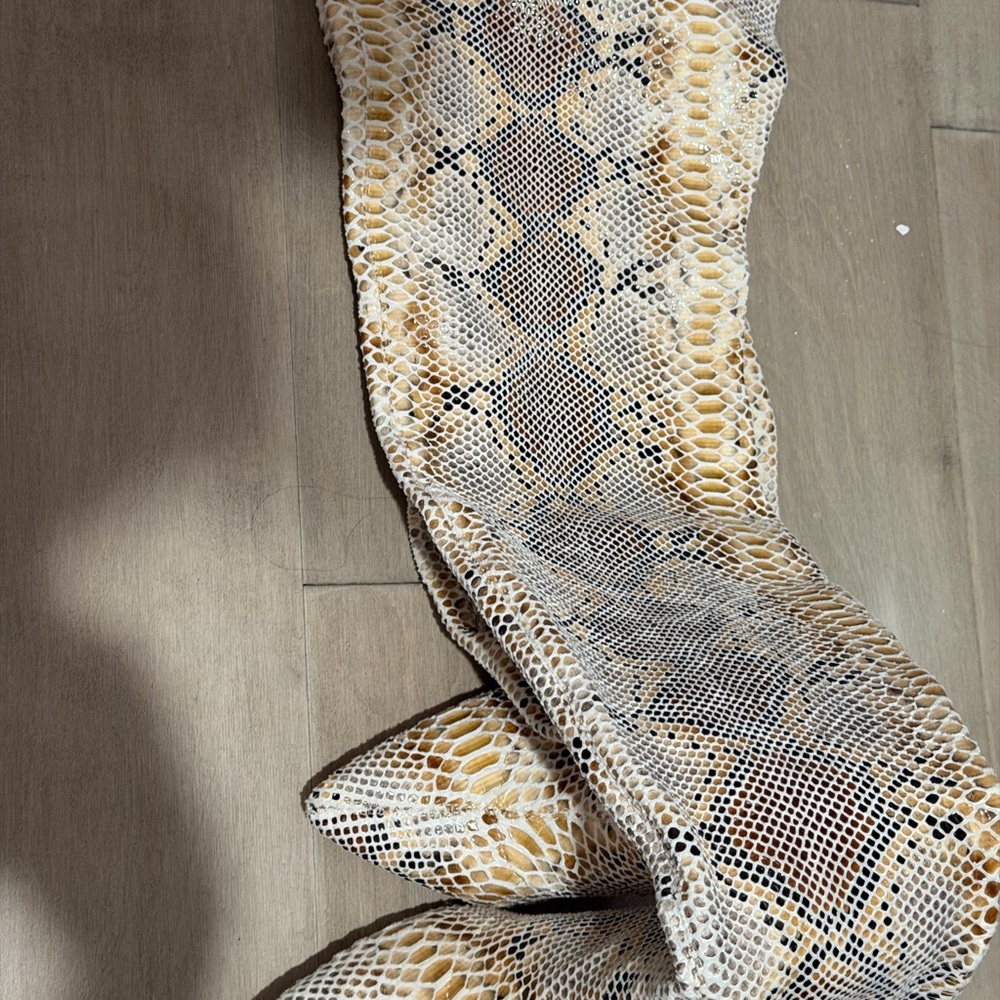 Fashion Nova Tan and Black Patterned Winter Boots